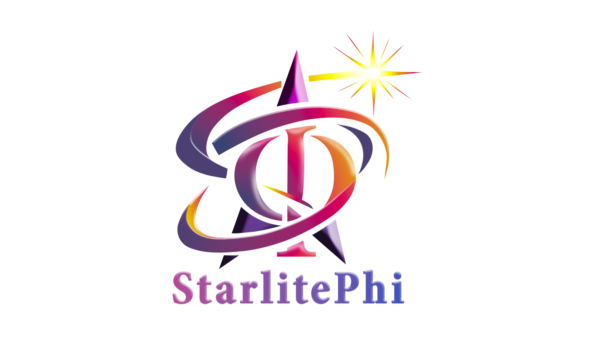 StarlitePhi digital and web studio logo with colorful star and orbit design.